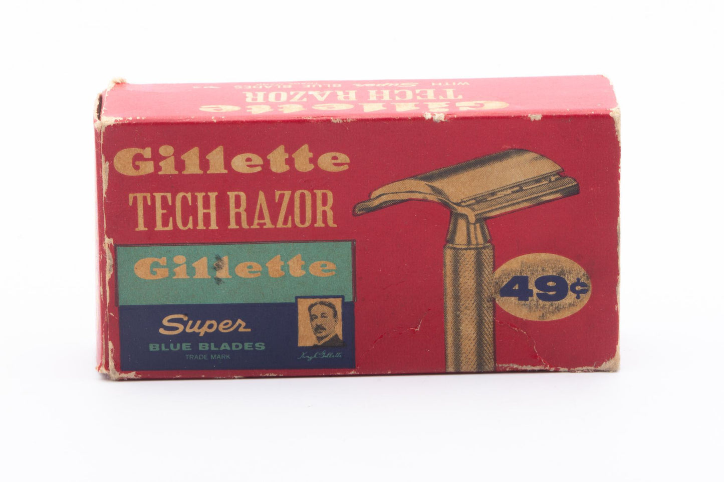 1963 I1 Gillette Ball End Tech DE Razor in Original Red Box | Original Condition
