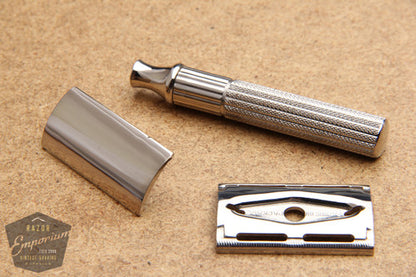 Gillette 1940's Fat Handle Tech 3 Piece Safety Razor -- Nickel REVAMPED