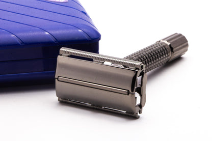 Weishi Gun Metal TTO Double Edge Safety Razor With Case & Mirror