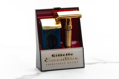 1958 D1 Gillette Executive Fatboy Adjustable Safety Razor Set | Original Condition