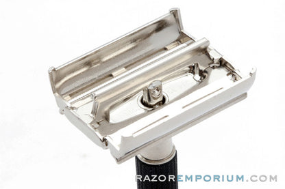 1978 Gillette Black Handle Super Speed DE Safety Razor - Nickel Revamp