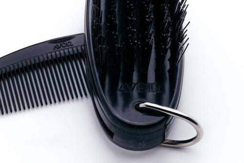 Avon Black Jackknife Comb and Brush