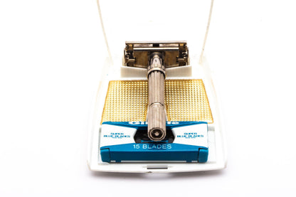 1966 L4 Gillette Slim Adjustable Double Edge Safety Razor Set |  Original Condition