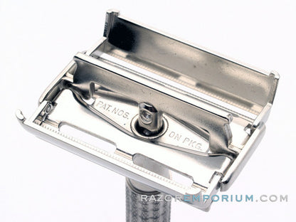 1957 C1 Gillette Flair Tip Super Speed Safety DE Razor | Factory Nickel Revamp