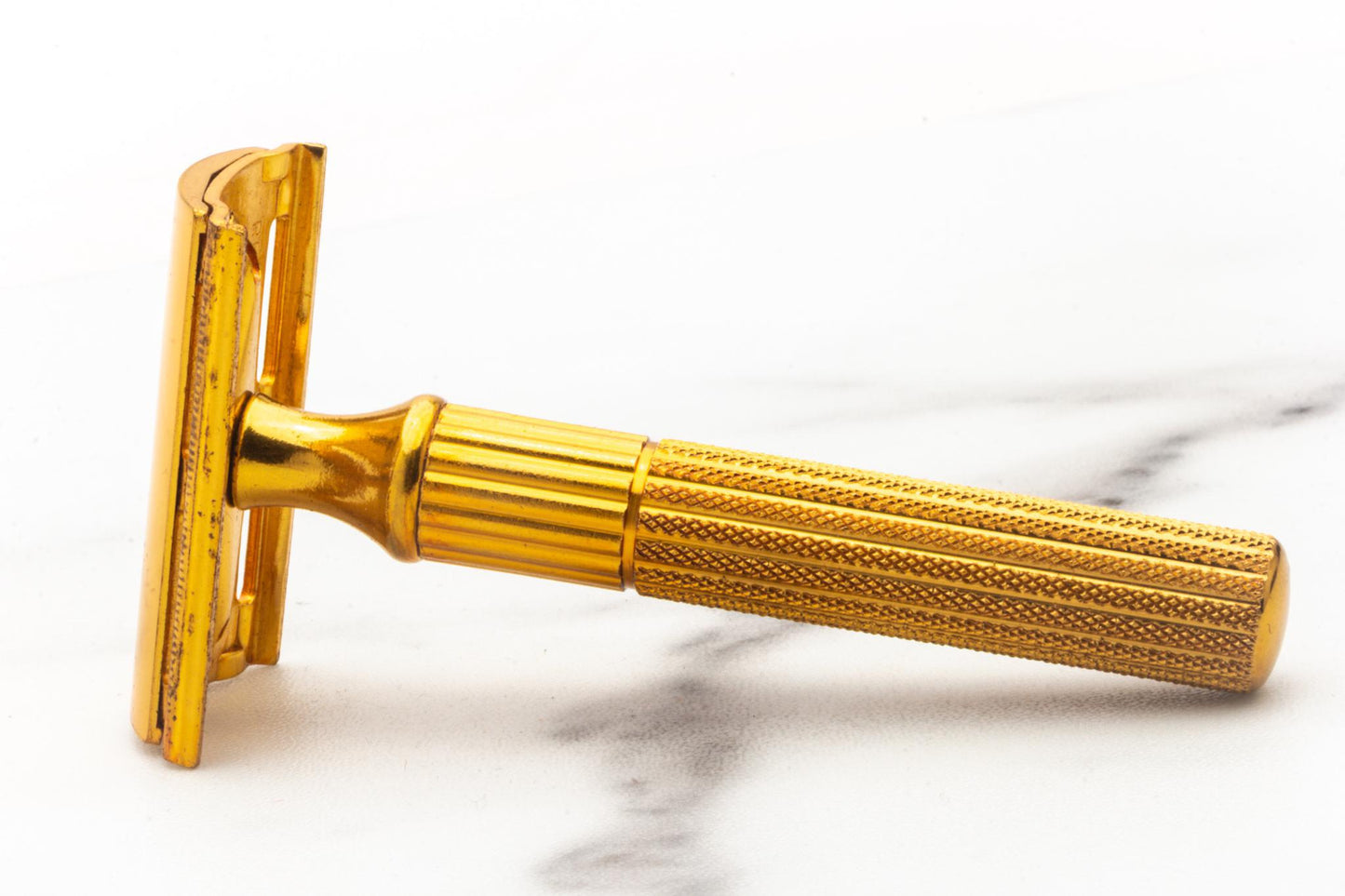 1940's Gillette Gold Fat Handle Tech Double Edge Safety Razor Set | Original Condition