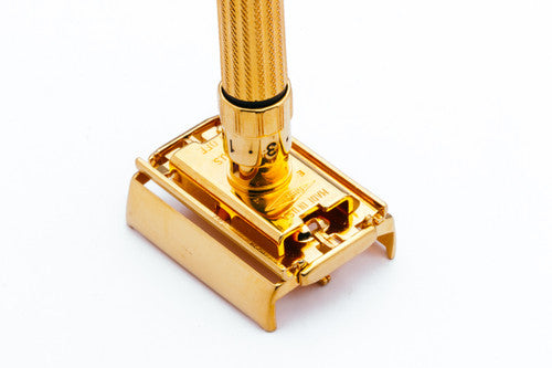 1959 Gillette $1.95 Fatboy Adjustable Double Edge Safety Razor 24K Gold Revamp