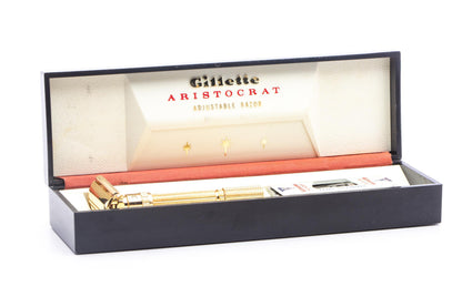 1966 L1 Gillette Gold Slim Aristocrat Adjustable Safety Razor Set | Original Condition