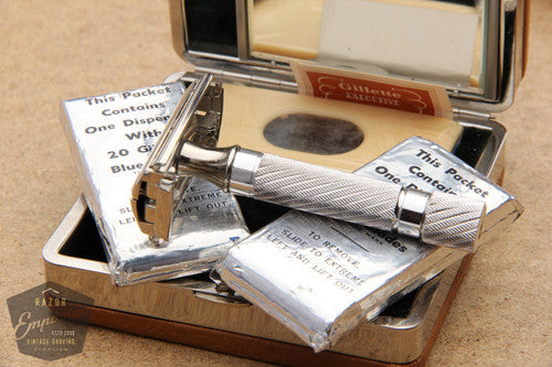 Gillette 1948 Executive DE Safety Razor in Ostrich Leather Case