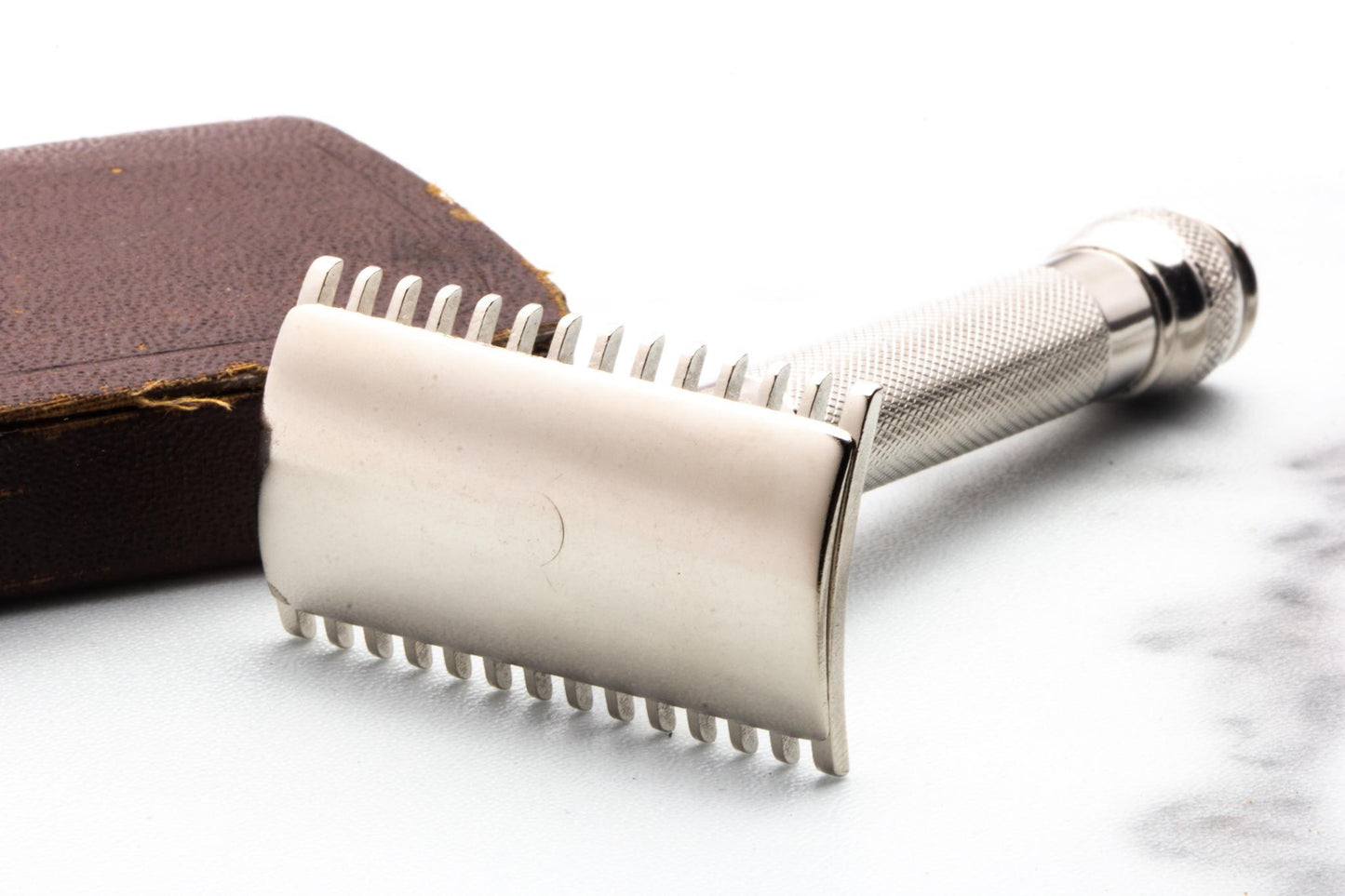 1920's Gillette Ball End Old Type DE Safety Razor Set | Factory Nickel Revamp