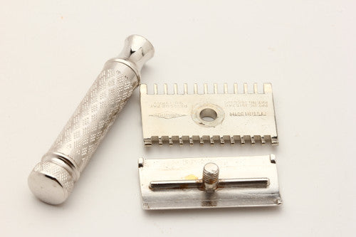 1930s Gillette Deluxe New Improved Norfolk Tuckaway DE Razor Nickel Revamp