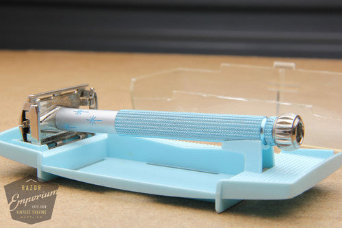 Gillette 1961 Blue Star Lady DE Safety Razor G4 in Case