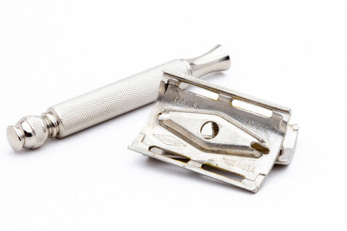 1947-51 Gillette Ball End Tech DE Safety Razor | Electro Etched