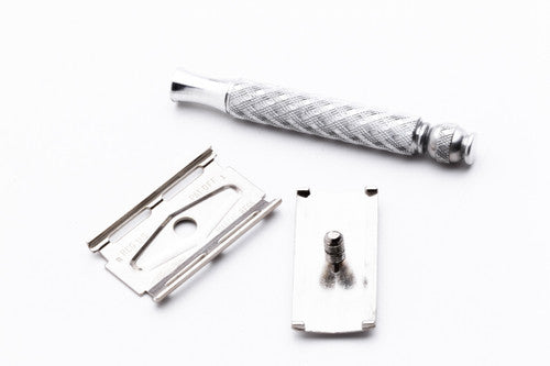 1971 Gillette Aluminum Spiral Handle Tech Safety Razor R1