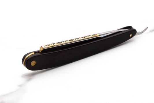 5/8" Art of Shaving/Dovo Straight Razor with Gold Spine and Dark Wood Scales