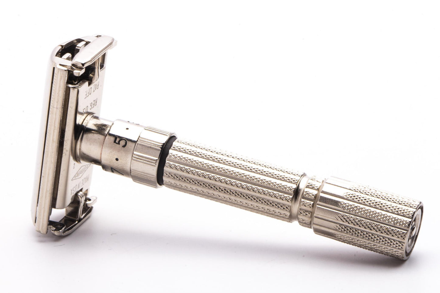 1960 F2 Gillette Fatboy Adjustable TTO Double Edge Safety Razor Set | Factory Nickel Revamp