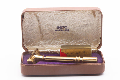 1930s Gem Gold Micromatic Single Edge Razor in Leather Case | Original Condition