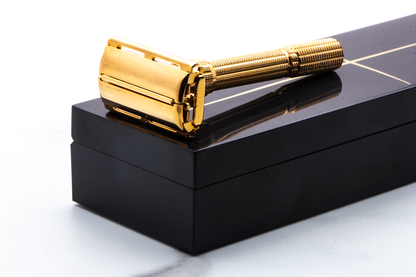 1963 I4 Gillette Gold Slim Aristocrat Adjustable Double Edge Safety Razor Set | Original Condition