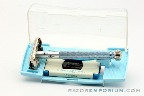 1965 K4 Gillette Blue Star Lady Gillette DE Safety Razor Set