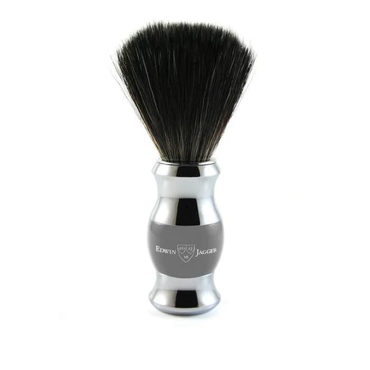 Edwin Jagger | Grey & Chrome Shaving Brush (Black Synthetic)