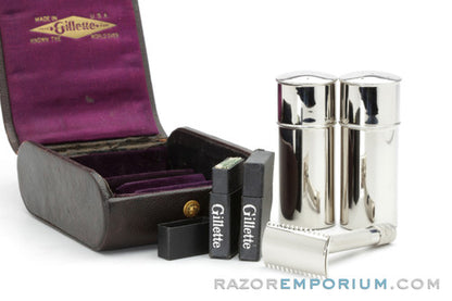1905 Gillette Single Ring Old Type Travel Brown Combination Set Revamp
