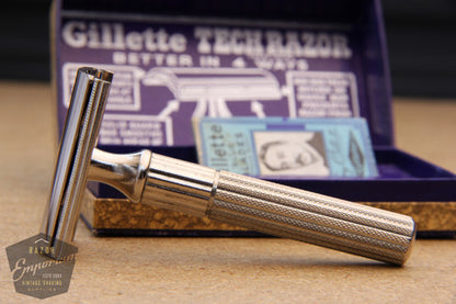 Gillette 1930's Nickel Tech Razor in Brown Box - Excellent