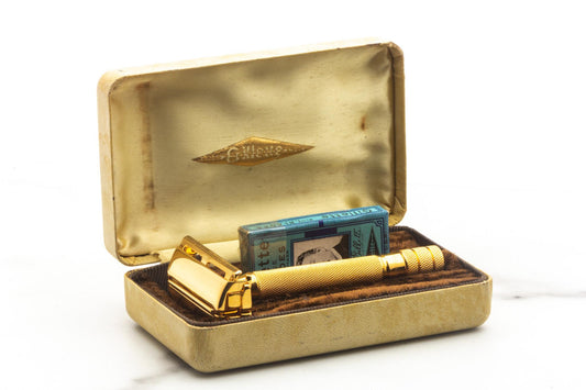 1941 Gillette Ranger Tech Double Edge Safety Razor Set | 24K Gold Revamp
