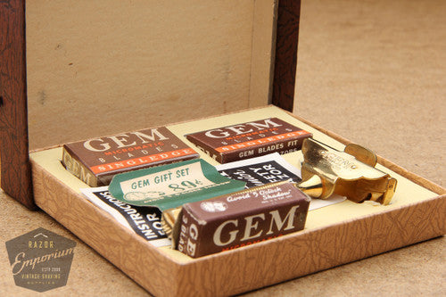 Box Razor Brown Gem Junior Gold 1940's Single Edge Safety Razor w/ Brown Box – Razor ...