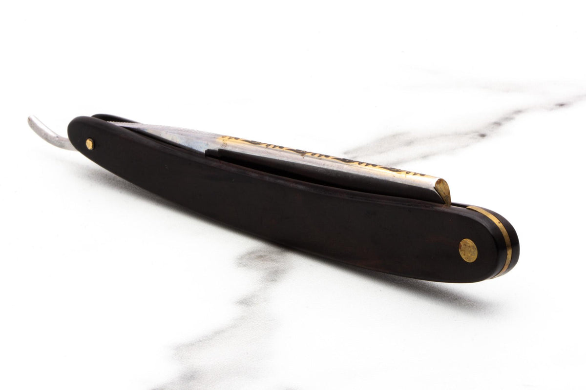 5/8" Art of Shaving/Dovo Straight Razor with Gold Spine and Dark Wood Scales