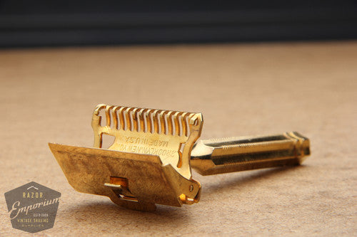 Box Razor Brown Gem Junior Gold 1940's Single Edge Safety Razor w/ Brown Box – Razor ...