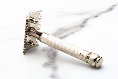 1920's Gillette Old Type Ball End Double Edge Safety Razor Set In Brown Leather Case | Original Condition
