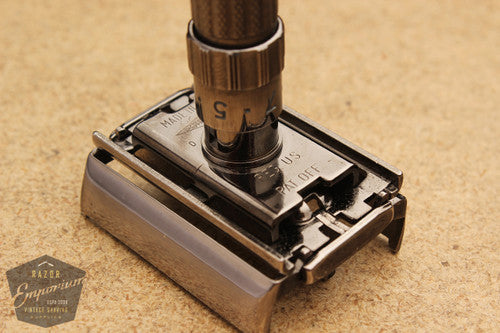 Gillette 1958 Fatboy Adjustable Safety Razor D4 * Gun Metal Nickel REVAMPED