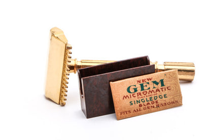 1950's Micromatic Gold Single Edge Safety Razor Set