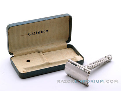 1960's Gillette Spiral Handle Ball End Tech Safety Razor w/ Case | Made in England