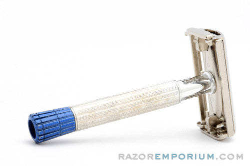 1955 Gillette Blue Tip Light DE Super Speed Razor with Case A1