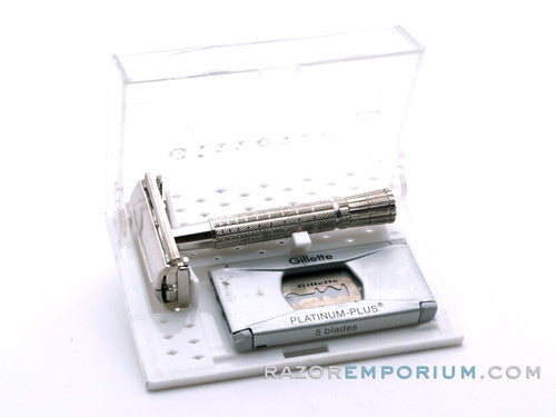 1959 E1 Flair Tip Super Speed DE Safety Razor Set w/ White Case & Blade Bank