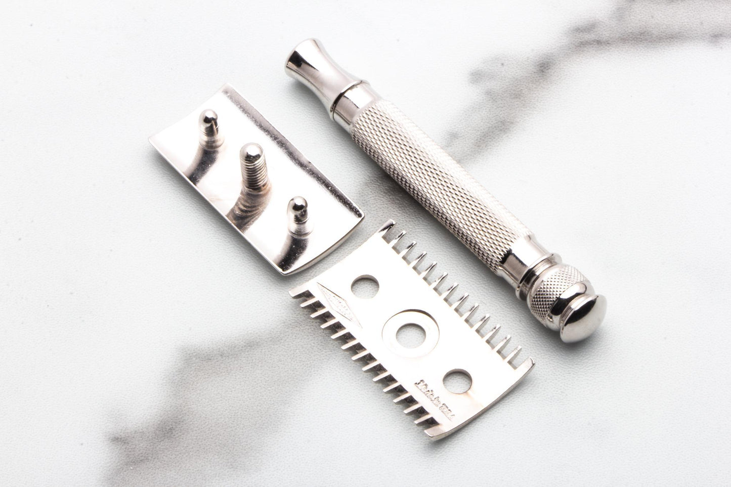 1920's Gillette Ball End Old Type Double Edge Safety Razor w/ Replica Handle | Rhodium Revamp