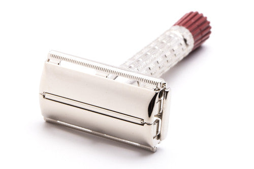 1958 D4 Gillette Red Tip Heavy Super Speed Safety Razor | Factory Nickel Revamp