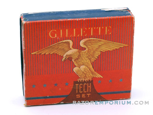 1930's Gillette Gold Ball End Tech Razor in Red Box