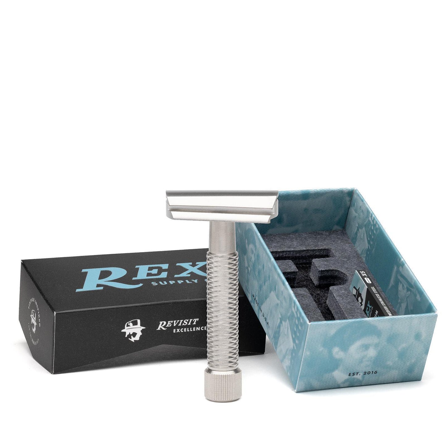 Rex Supply Co. | Sentry Slant Three Piece Stainless Steel Double Edge Safety Razor