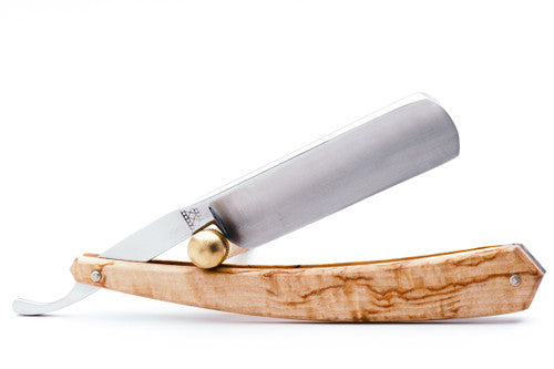 6/8" Ertan Süer Rasoir Sabre Drakkar Carbon Straight Razor | Scandinavian Birch Wood Scales