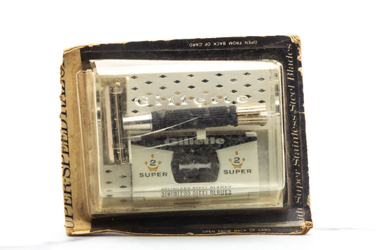 1960's Gillette Black Handle Super Speed Double Edge Safety Razor | New Old Stock