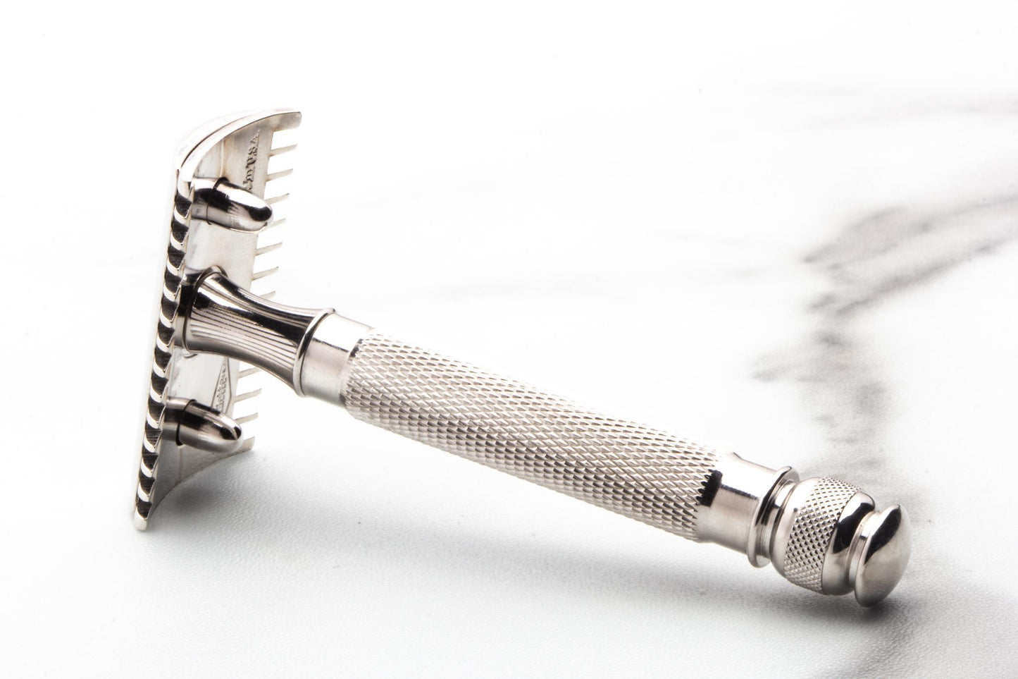 1920's Gillette Ball End Old Type Double Edge Safety Razor w/ Replica Handle | Rhodium Revamp