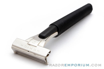 1960s Schick Injector Razor with Black Handle | Nickel Revamp