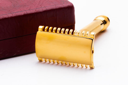 1930's Gillette NEW Federal Long Comb Double Edge Safety Razor Set | 24K Gold Revamp