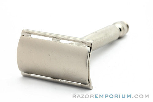 1955 Gillette Ball End Tech DE Safety Razor Factory Nickel - A3