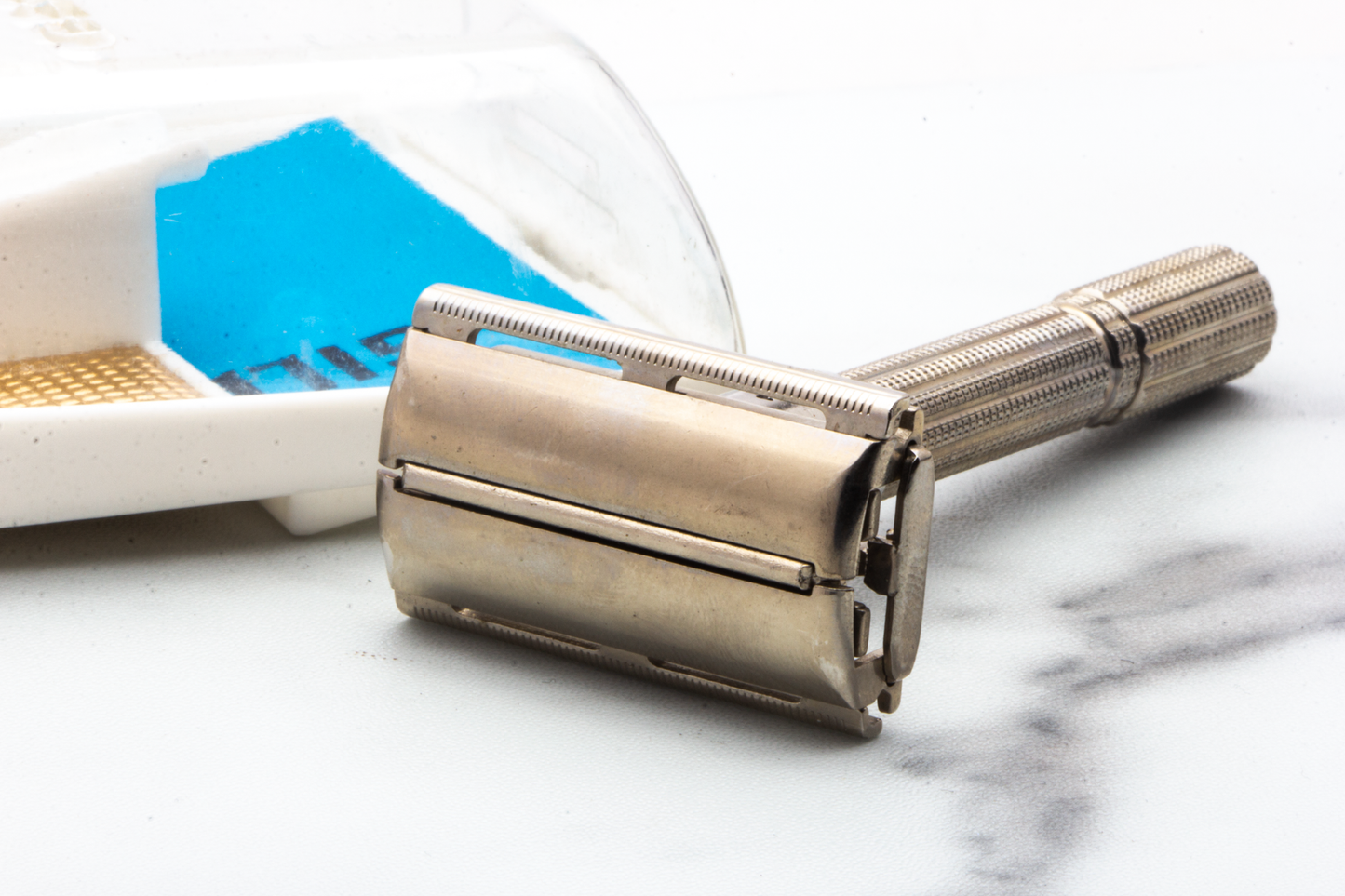 1963 I3 Gillette Slim Adjustable TTO Double Edge Safety Razor Set with NOS Blades | Original Condition