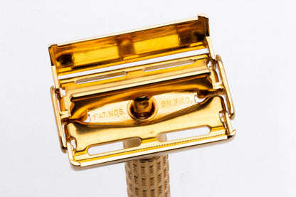 1956 B4 Gillette Heavy Red Tip Super Speed Safety Razor| 24K Gold Revamp