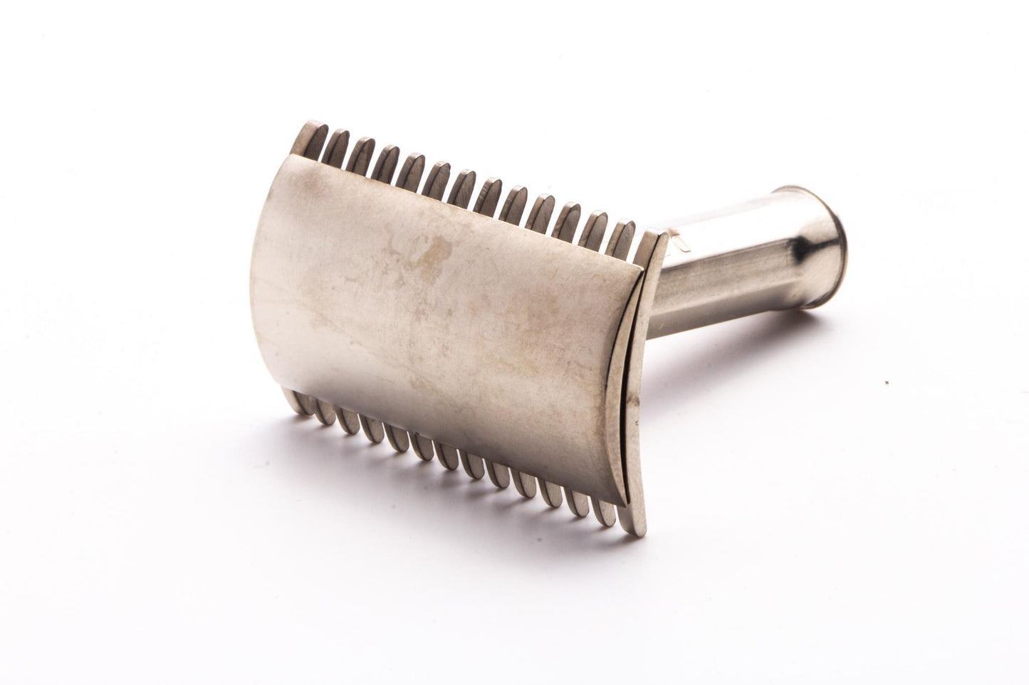 Three Piece Open Comb Double Edge Travel Razor | Factory Nickel Revamp