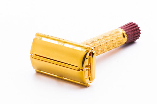 1958 D4 Gillette Heavy Red Tip Super Speed Safety Razor | 24K Gold Revamp