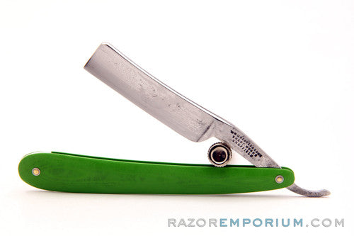 5/8" WM Greaves & Sons Straight Razor Custom G10 Green Scales
